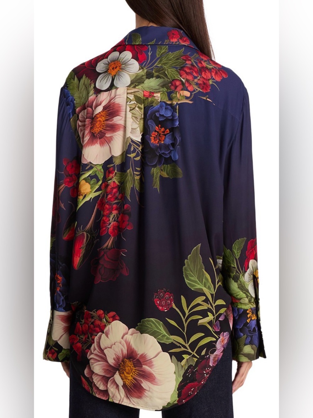 Alice + Olivia Navy Finely Oversized Blouse - Picture 3 of 6